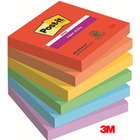 Karteczki Post-it Super Sticky 76x76mm (654-SS-PLAY) 6 kolorów (6x90)