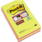 Karteczki Post-it Super Sticky 125x200mm (5845-SSUC) linie neon (4x45)